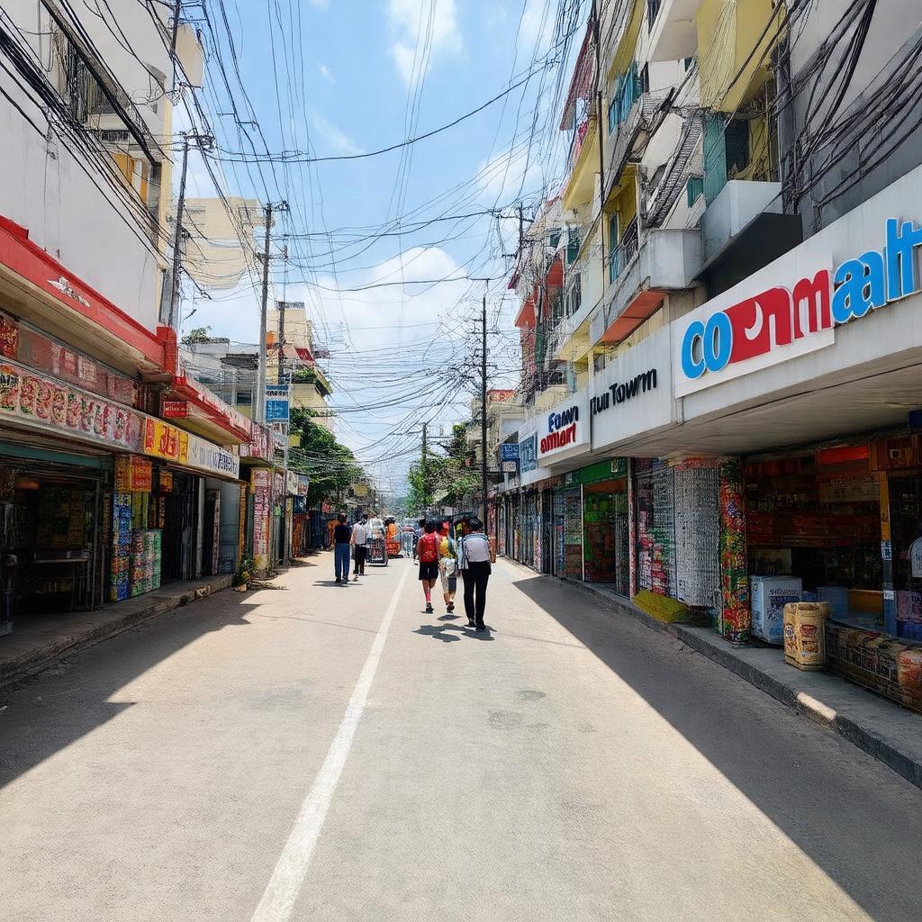 Khu thương mại dịch vụ ở tầng trệt chung cư Era Town với siêu thị, cửa hàng và quán cà phê.